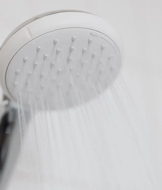 Shower head in use.