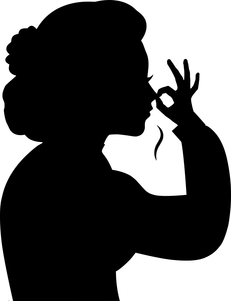 Silhouette of woman pinching her nose because of bad odour.