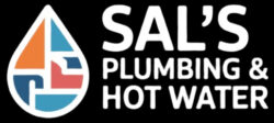 Sal's Plumbing & Hot Water logo cropped with white text on a black background.